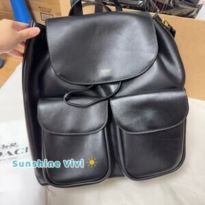 NWT COACH Crosby Backpack Bag Brass/Black Natural grain leather CY279